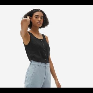 Everlane Linen Button-Front Crop Tank